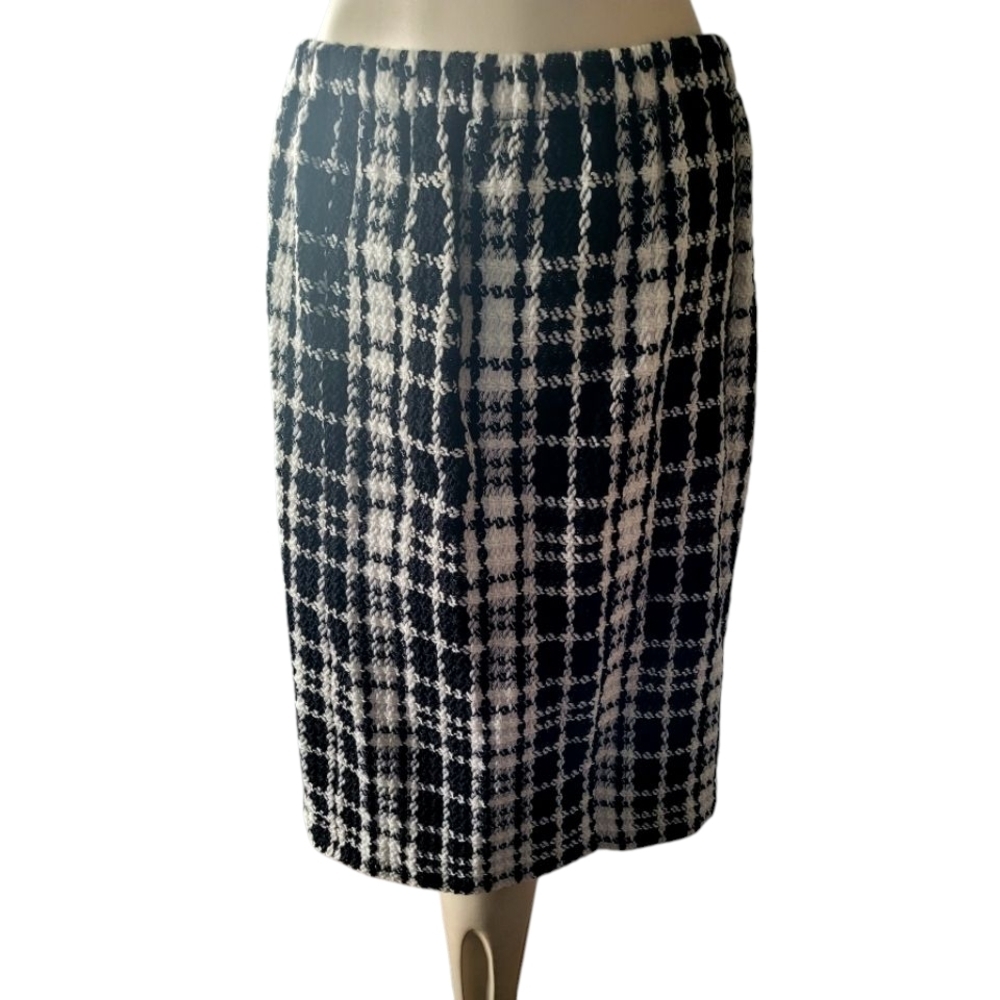 Ashro Classic Designer Look Bouclè Black and White Plaid 2pc Skirt Set Size 12 - Picture 6 of 7